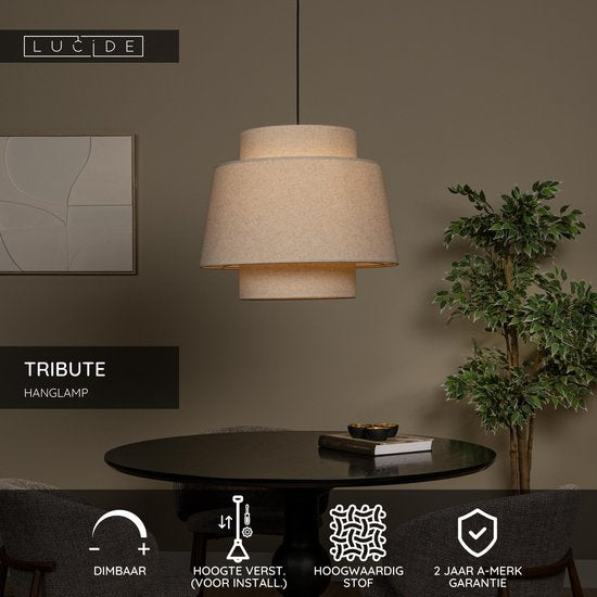 Lucide TRIBUTE – Hängeleuchte – Ø 60 cm – 1xE27 – Beige – Japandi