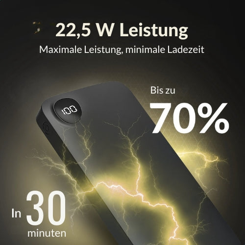 Surge Powerbank - 20.000mAh - 22,5W Schnellladegerät - 2x USB-C & 1x USB-A - 14,5 x 6,8 x 2,9 cm - Schwarz