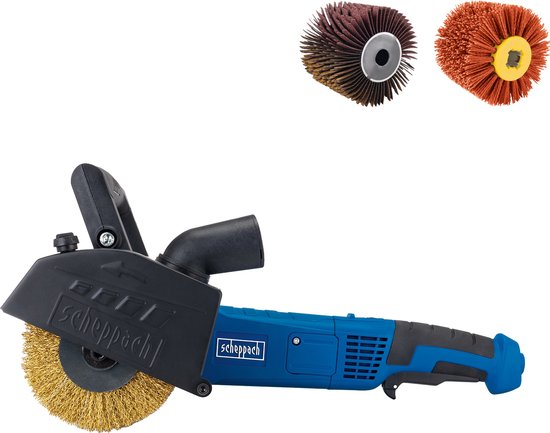 Scheppach Satiniermaschine MRS1300 1300 W – Bürstenschleifmaschine für Holz, Metall und Stein – Entrosten, Satinieren, Schleifen und Reinigen – inkl. 3 Bürsten