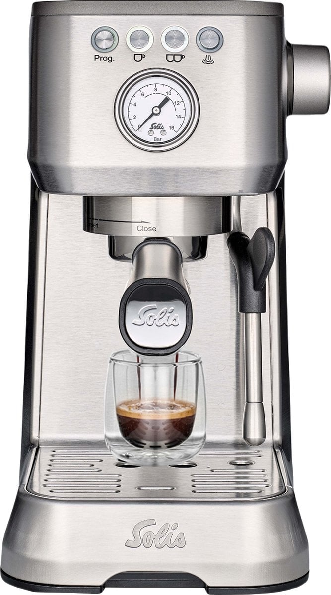 Solis - Barista Perfetta Plus 1170 V2 - 1700W Kolben Espressomaschine - Espresso & Cappuccino - Silber
