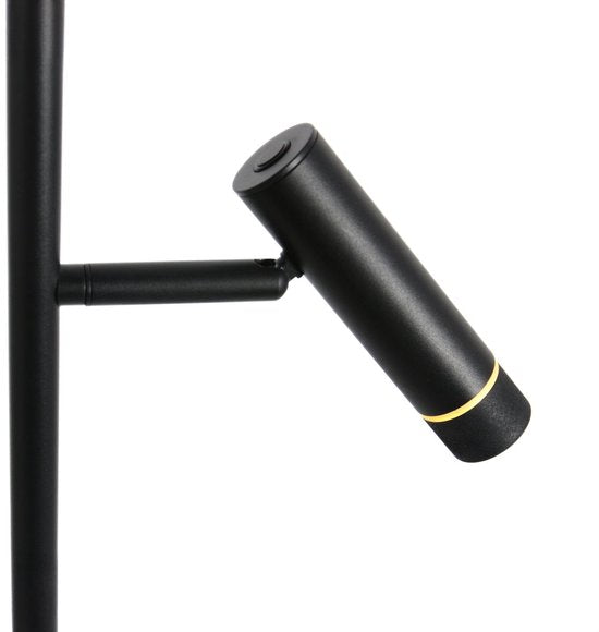 Stehlampe Volari 4711ZW, schwarze Design-Leselampe mit 2 Leuchten von Steinhauer, mit „Dimm to Warm“-LED, Höhe 157 cm, Sockel 21 x 21 cm, dreh- und neigbar, ideal für den Innenbereich