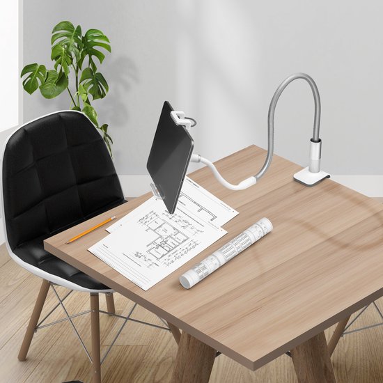 Studio ME Tablet-Halterung Flexibel Weiß - 4.7 bis 12.9 Zoll - Ipad-Halterung Stativklemme - 100 CM - Tablet-Ständer - Geeignet für Kameras - 360º drehbar - Tablet-Halterung