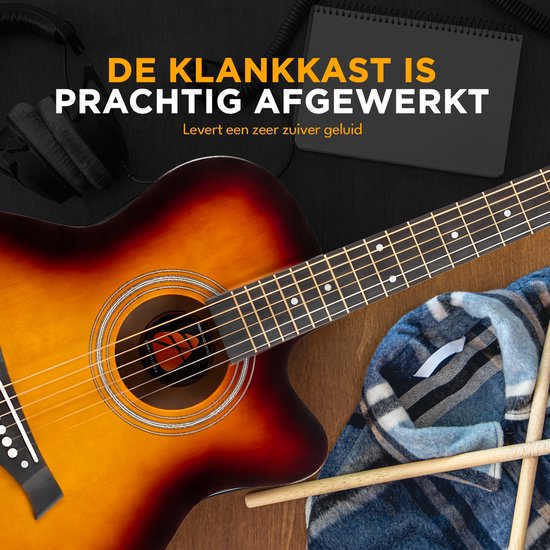 Finesse Akustikgitarre - mit Videokurs - 4/4 40" - Westerngitarre - Gitarre Kind & Erwachsener - Sunburst