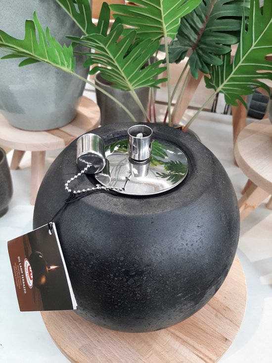 Öllampe terrazzo L - Atmosphäre Garten - 14,2 x B 14,2 x H 15,6 cm - Schwarz - Groß