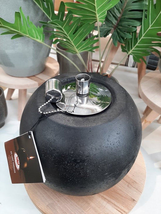 Öllampe terrazzo L - Atmosphäre Garten - 14,2 x B 14,2 x H 15,6 cm - Schwarz - Groß