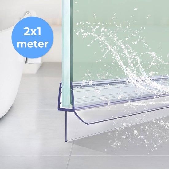 Duschtürstreifen Unterseite - 2 Streifen - Einfache Befestigung - Wasserstopper - Wassersperre Dusche - 8 bis 12mm - Luft