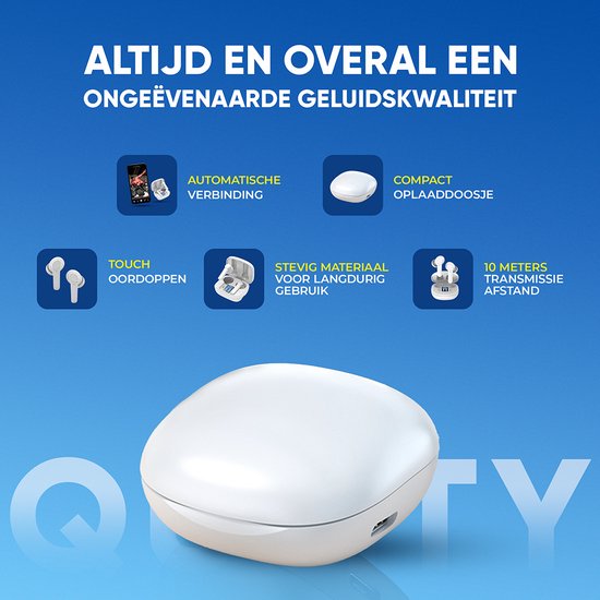 Otiume - Drahtlose Ohrhörer - Bluetooth-Kopfhörer - Drahtlose Ohrhörer - 32 Stunden Spielzeit - Hi-Fi Sound - Weiß