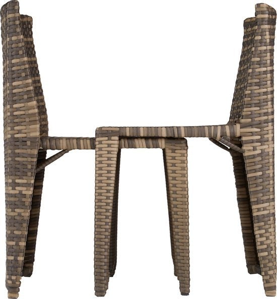 tectake - Bistro-Geflecht, platzsparend zusammenklappbar, Gartenmöbel-Set mit 2 Stühlen und Tisch, Gartenmöbel, Sitzgruppe für Garten, Wintergarten, Balkon, Terrasse - natur - Poly-Rattan