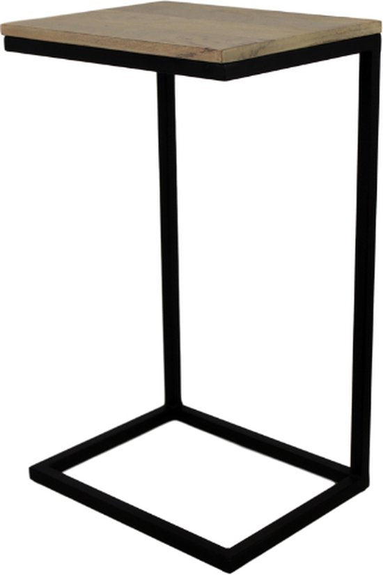 HSM Kollektion Beistelltisch Read - natur/schwarz - Mangoholz/Eisen