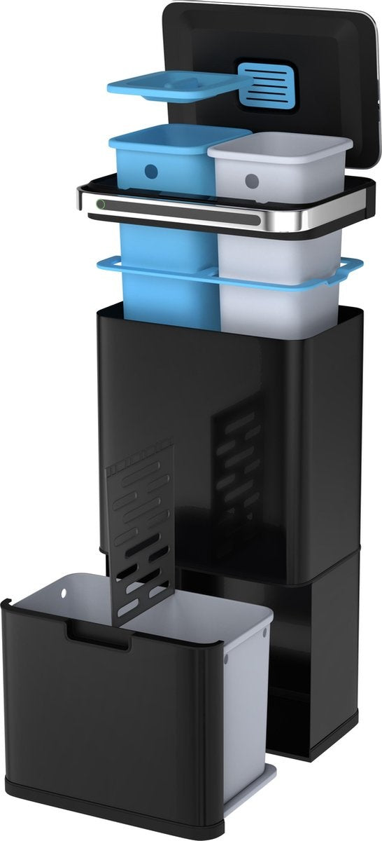 StangVollby Halden Abfalleimer mit Sensor - 60 L (2Ã—18L + 2Ã—12L) - Schwarz - 4 Fächer - Automatischer Luftfilter