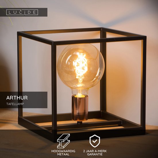 Lucide ARTHUR – Tischlampe – 1xE27 – Schwarz