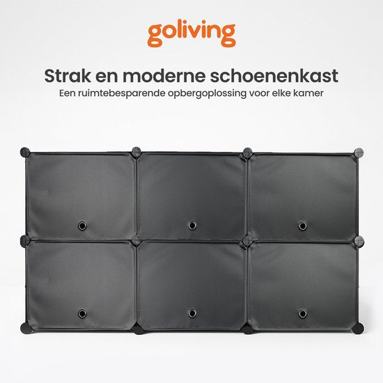 Goliving Faltbarer Aufbewahrungsschrank - 24 Paare - 92 x 82 cm - Schuhschrank - Schuhregal mit Türen - Schuhbank - Schwarz
