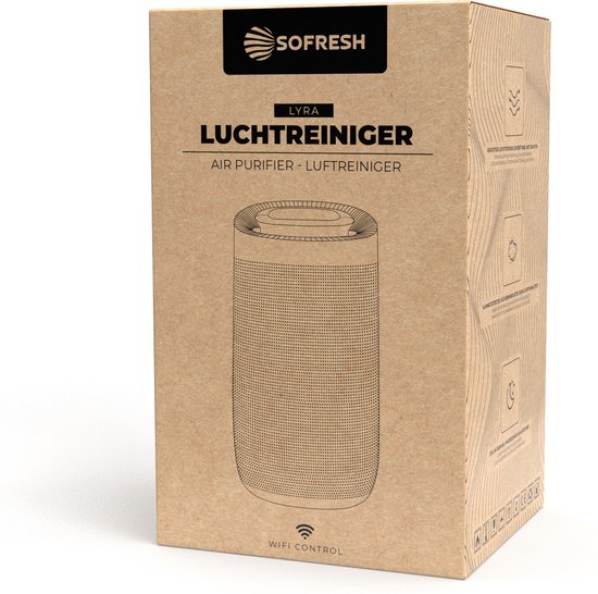 Sofresh Luftreiniger mit App - 80 m² - Automatikmodus + 6-in-1 Filtersystem - Luftqualitätsanzeige - Ionisator - UV - Luftfilter - Luftreiniger mit HEPA-Filter