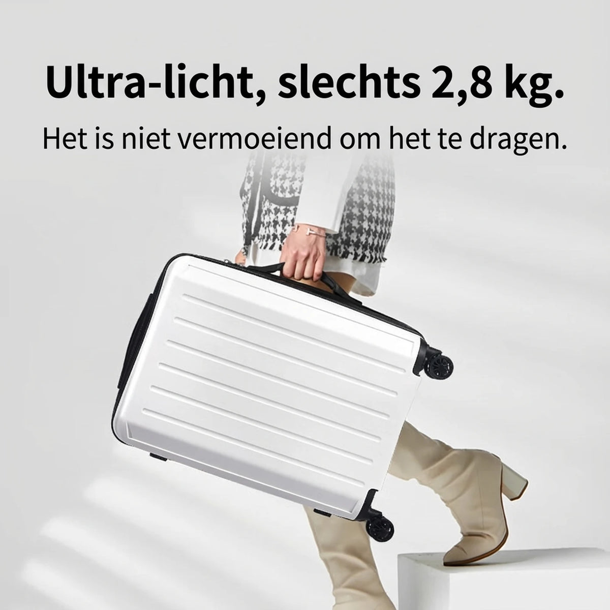 Ochama 3-teiliges Kofferset – 20, 24 und 28 Zoll – PP-Hartschale – TPE-Spinner-Rollen – Zahlenschloss – Weiß/Creme
