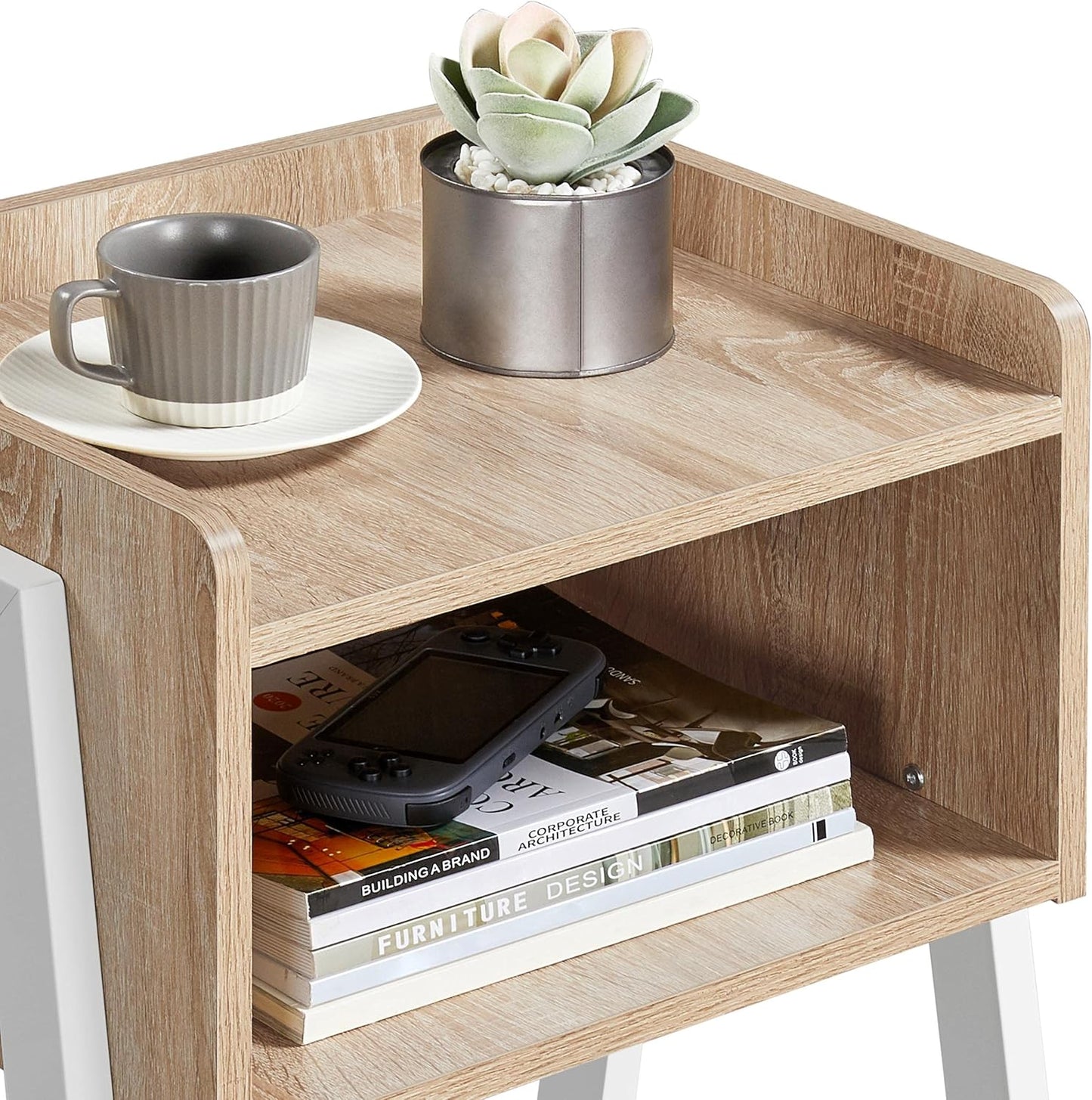 Yaheetech Industrieller Nachttisch – Vintage-Holz – Offenes Fach – 46 x 35 x 52,5 cm