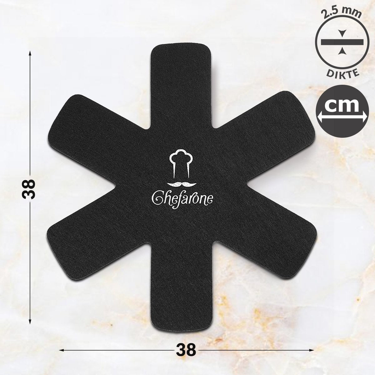Chefarone Pfannenschützer - Intermediate Töpfe und Pfannen - Schutzmatten - Filz - 5 Stück - Schwarz