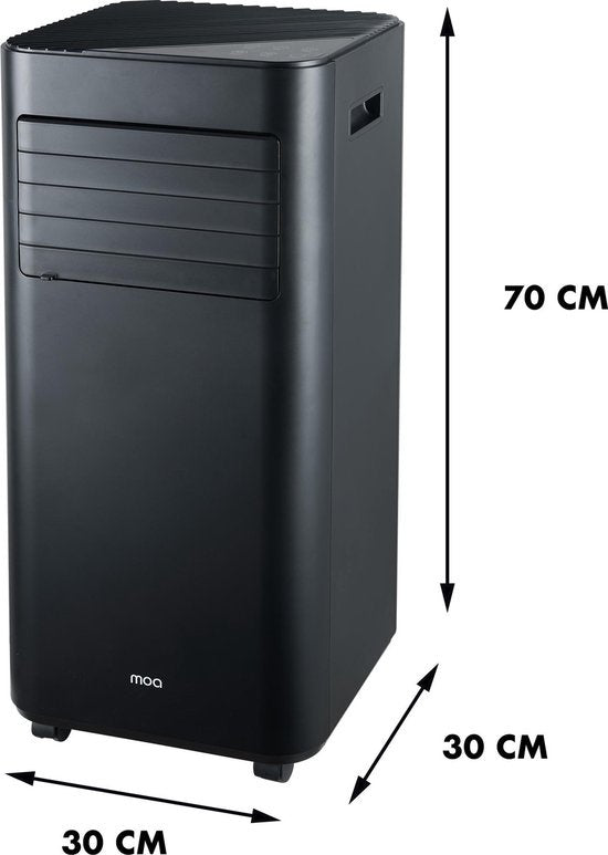 MOA - A010B - Klimagerät - 9000 BTU - mit Rädern - inkl. Fensterdichtungsset - Schwarz