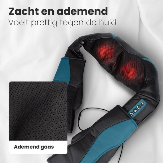 Auronic Shiatsu-Massagekissen - Elektrisches Nackenmassagegerät - Massagegeräte - Nacken und Schulter - Infrarot - inklusive Tragetasche - Schwarz/Blau