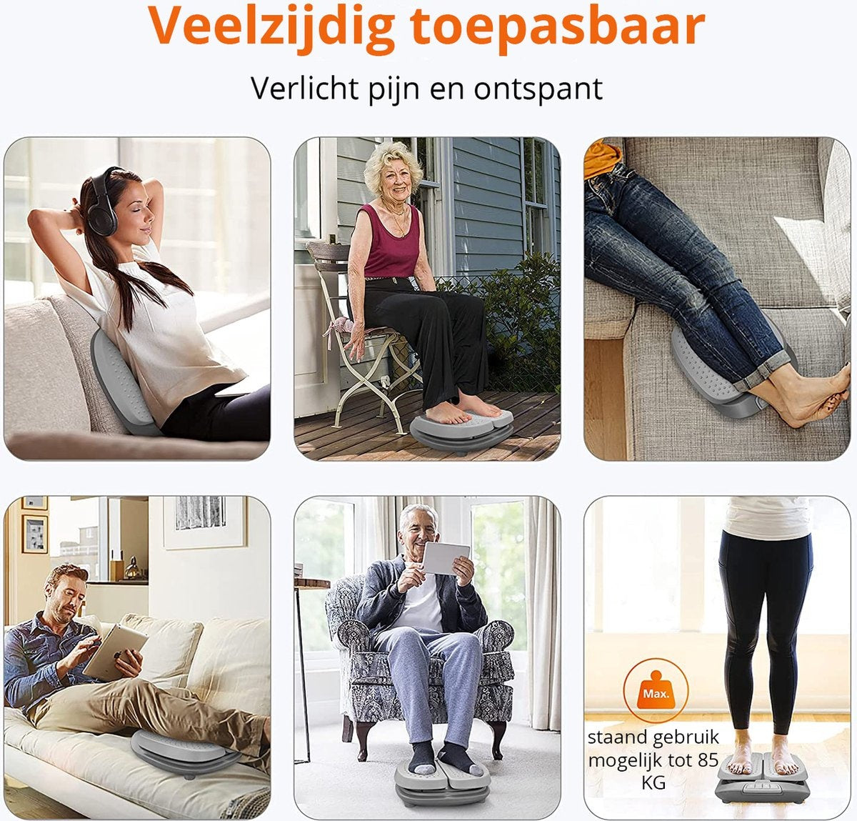Lifeproducts Fußmassagegerät - mit Wärme-/ Vibrationsfunktion für Blutzikulation - Grau