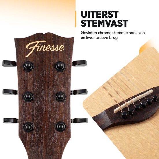 Finesse Elektro-Akustikgitarre mit Verstärker – inklusive Videokurs – 4/4, 41 Zoll – Zubehör – Erwachsene – Kinder
