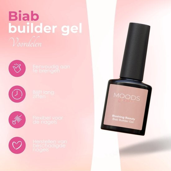 Moods Gellac BIAB Starter Pack - Nude Pink - Builder in a Bottle - BIAB Nagellack - Inklusive UV/LED Lampe, Bucking Stick, Nagelfeile, Primer, Base und Top Coat