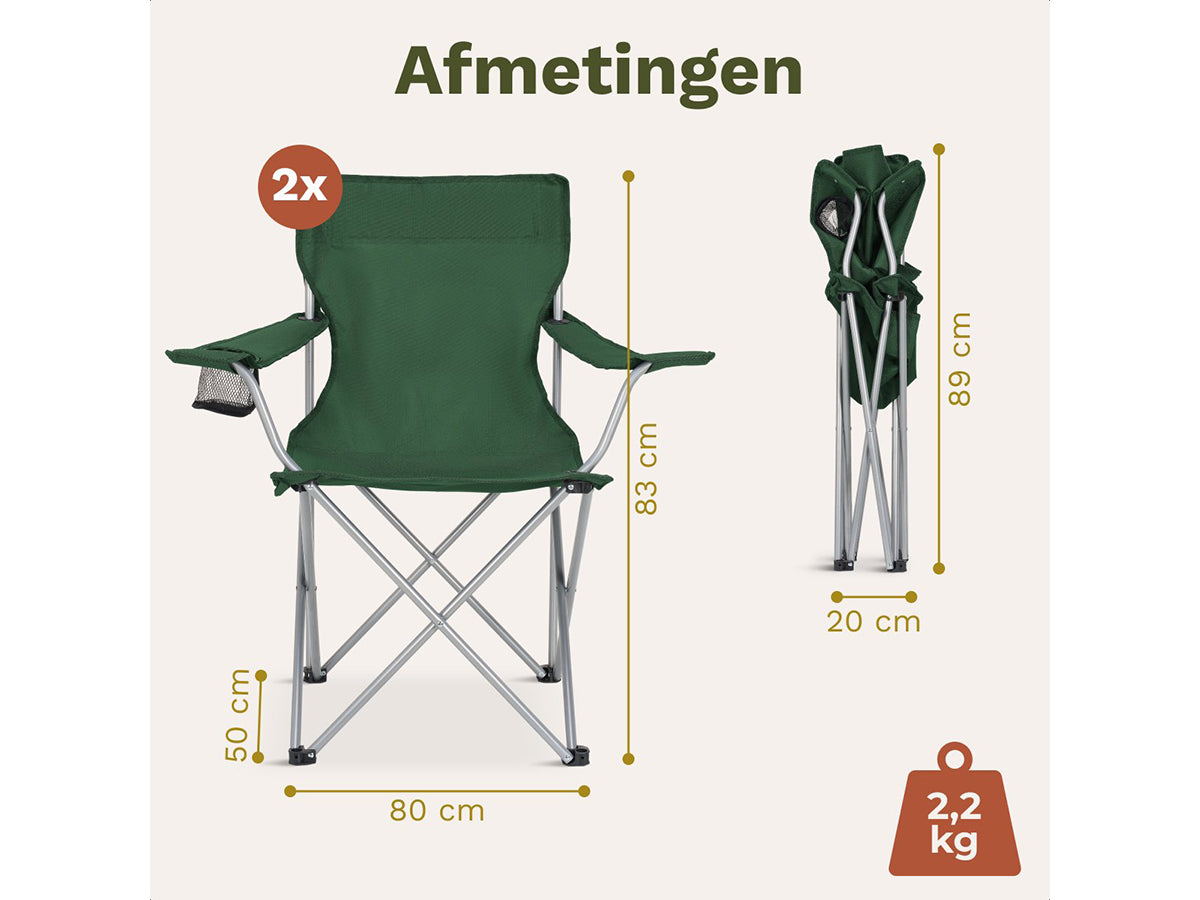 Trvlmore Campingstühle Basic 2er Set - Schwarz - Leichtgewicht 2,2 kg - Belastbarkeit 120 kg