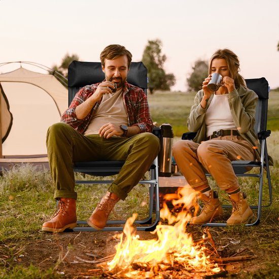 TRVLMORE Campingstühle - klappbar - 2er-Pack - 110KG Tragkraft - verstellbar - Klappstuhl - Angelstuhl - Campingstuhl - Klappstuhl - Schwarz