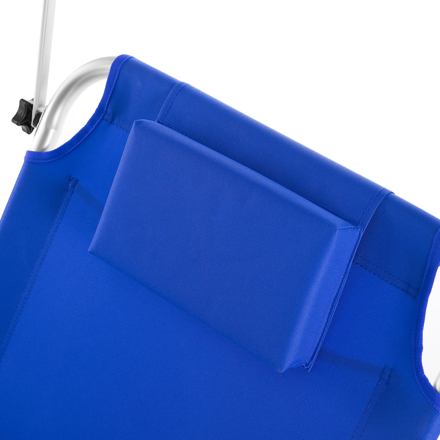 Casaria Liege Kreta – Blau – Aluminium – Zusammenklappbar mit Rollen, Sonnenschirm und Kopfkissen – 150 x 52 cm