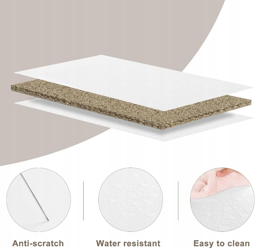 WOLTU Schreibtisch 122 x 55 x 120 cm – mit 6 Einlegeböden – MDF – Weiß