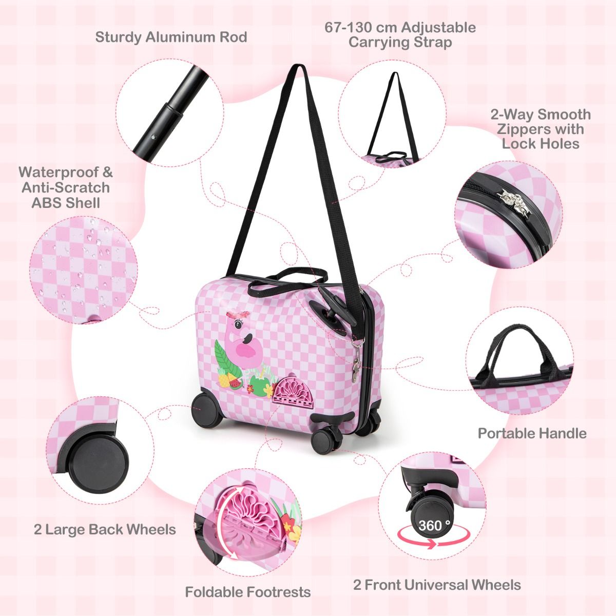 Coast Kinderkoffer- und Rucksack-Set – 4-in-1-Design – Sitzfunktion – Rosa