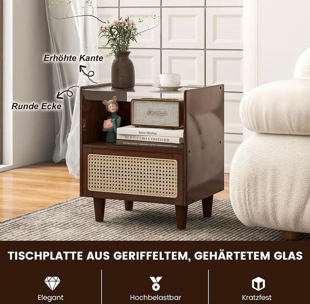 Coast Nachttische mit Schublade – 2er-Set – 43 x 35 x 50 cm – Braun