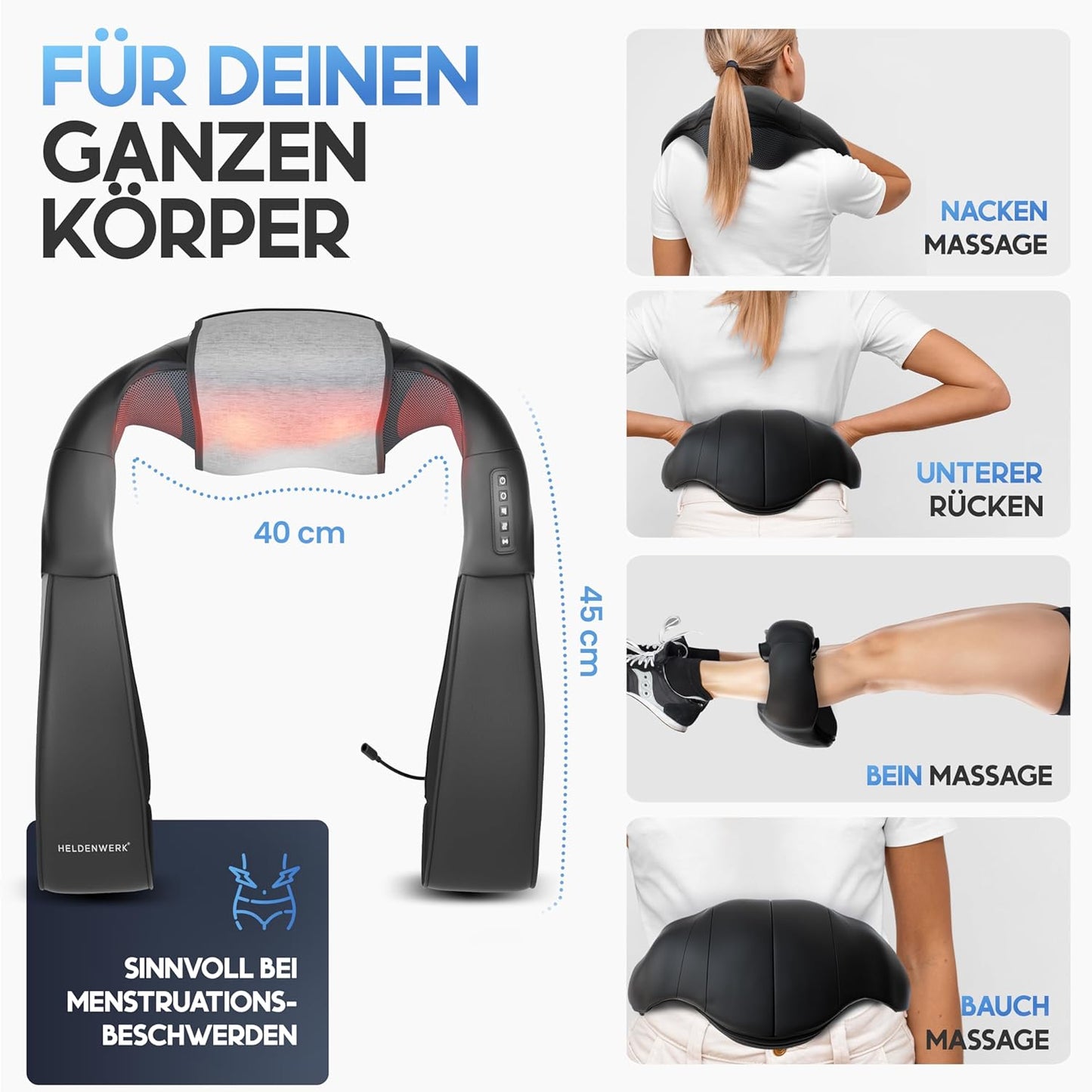 Heroism Massagegerät - mit Wärme - Schultern, Nacken, Rücken, Beine