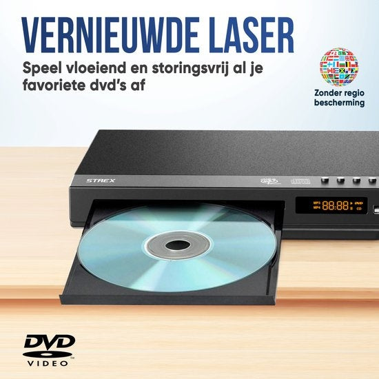 Strex DVD-Player - Mit HDMI - Full HD 1080P - Fernbedienung - USB & RCA - Region Free - Schwarz