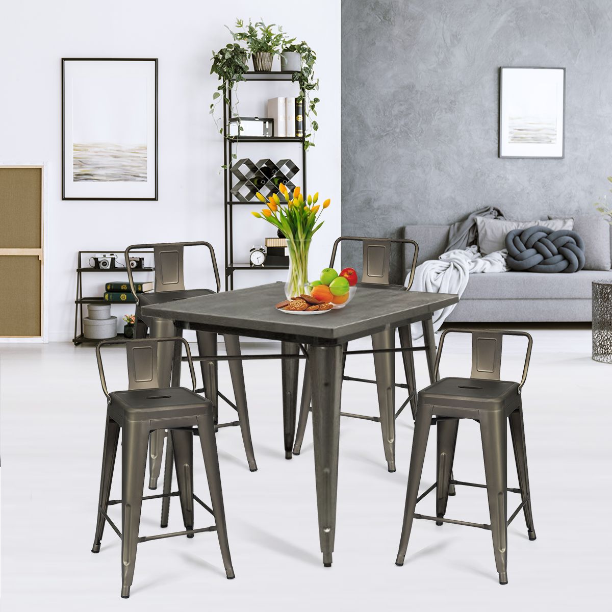 Coast Barhocker - 4er-Set - Metall - Max. 150 kg - 43 x 43 x 79 cm - Schwarz