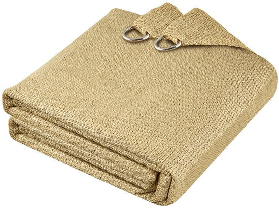 tectake® Rechteckiges Schattentuch Sunny - 4 x 6 m - Extra stabiles 185 g/m² HDPE-Sonnenschutztuch - 50+ UV-Schutz - wetterfest und reißfest - Sonnenschirm für Garten, Balkon, Terrasse - Sonnenschirm inklusive Befestigungsmaterial - Farbe Sand