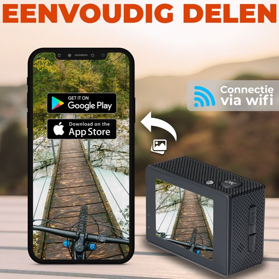 Denver Action Kamera Full HD - 12MP - Foto & Video - WiFi - App - 30M Wasserdicht - Inkl. Zubehör - ACW5054