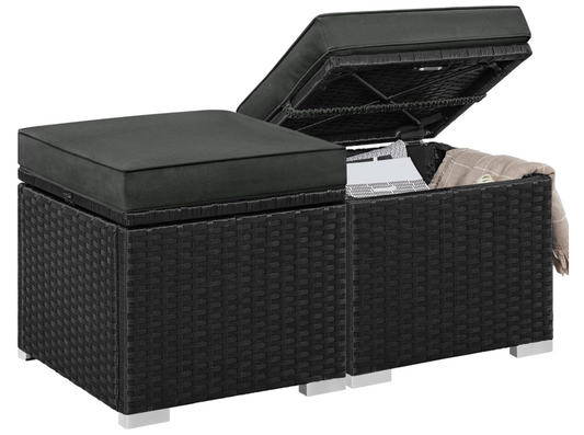 Yaheetech Rattan-Hocker, 2er-Set, schwarz/grau, 39,4 x 39,4 x 40,6 cm