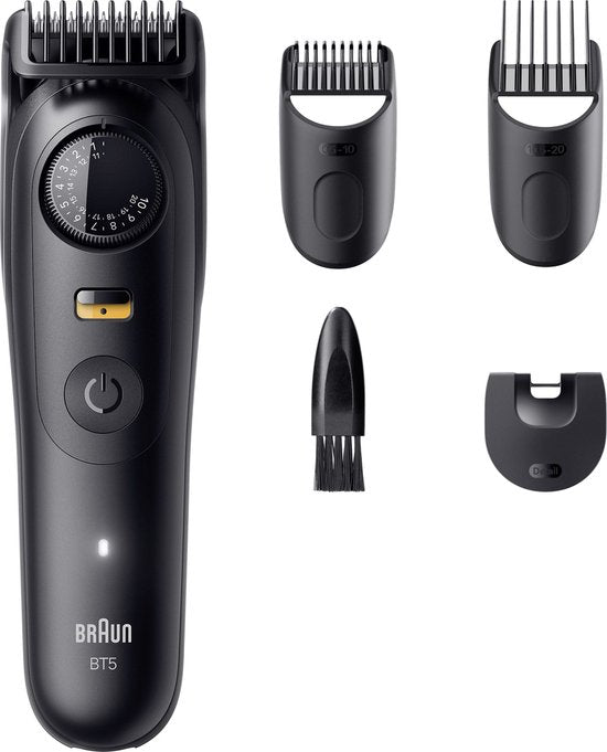 Braun Barttrimmer Series 5 BT5520 + 4 Aufsätze – 40 Schnittlängen – Scharfe Scherklinge – Schwarz