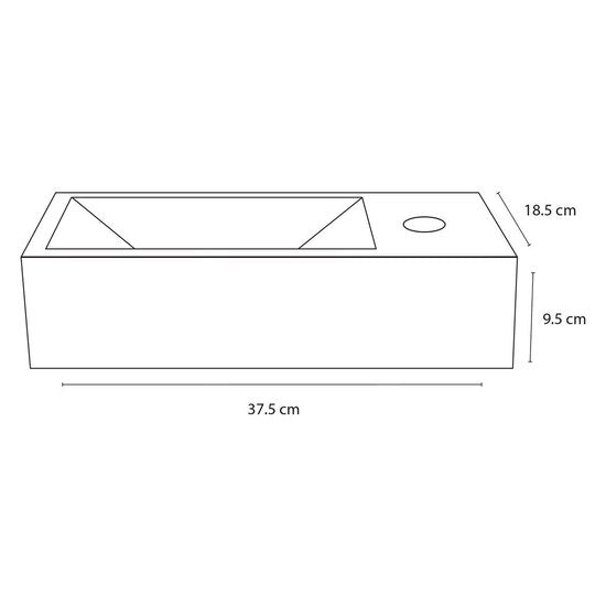 Differnz Helios Springbrunnen-Set – 37,5 × 18,5 × 9,5 cm – Rechteckig – 1 Wasserhahnbohrung – Gerader, mattgoldfarbener Wasserhahn – Mineralstein, Marmor
