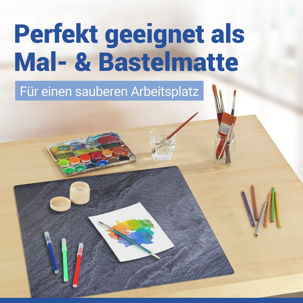 WENKO Kochfeld-Schutzmatte in Schieferoptik – 60 x 52 cm – hitzebeständiges PVC