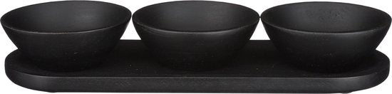 Mica Decorations Tomar Schale und Tablett - 200 ml - 100% FSC Mango Holz - Schwarz