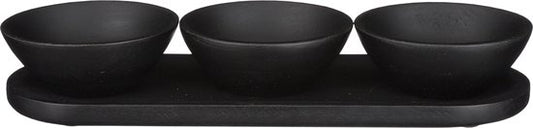 Mica Decorations Tomar Schale und Tablett - 200 ml - 100% FSC Mango Holz - Schwarz