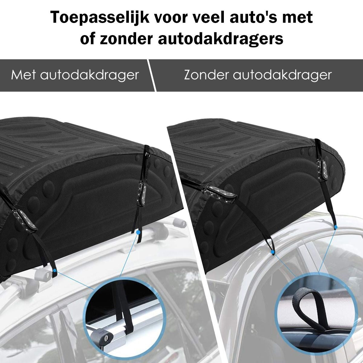 Coast Car Roof Box mit Riemen Dach Tasche - 400L - Schwarz