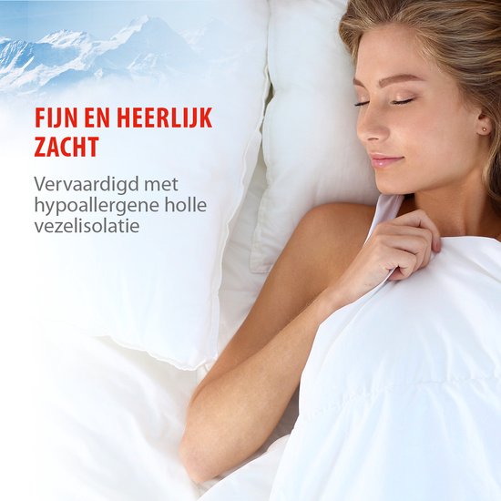 Alpina Bettdecke 240 x 200/220 cm – 4-Jahreszeiten-Bettdecke für zwei Personen – Maschinenwaschbar bei 40 Grad – Schnell trocknendes und atmungsaktives Material – Sommer- und Winterbettdecke – Polyester – Weiß