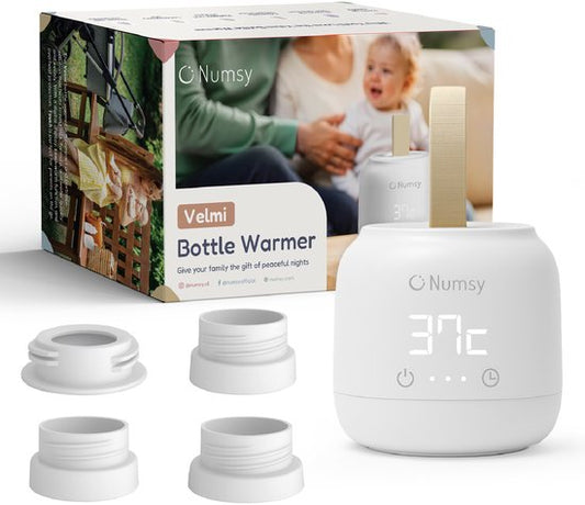 Numsy Velmi Sehr tragbarer Flaschenwärmer für unterwegs - kabellos - mit 4 Adaptern