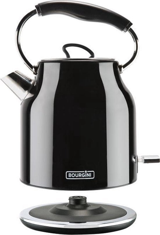 Bourgini Nostalgischer Wasserkocher Deluxe - Schwarz - Retro Design - 1.7L