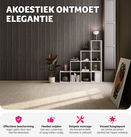 tectake - 2er-Set Akustikpaneele Sonic Wall - Farbe Ebenholz - Schallabsorbierendes Paneel - Lärmreduzierung - verschiedene Farben - Maße pro Paneel (LxBxH): ca. 120x60x2,1cm