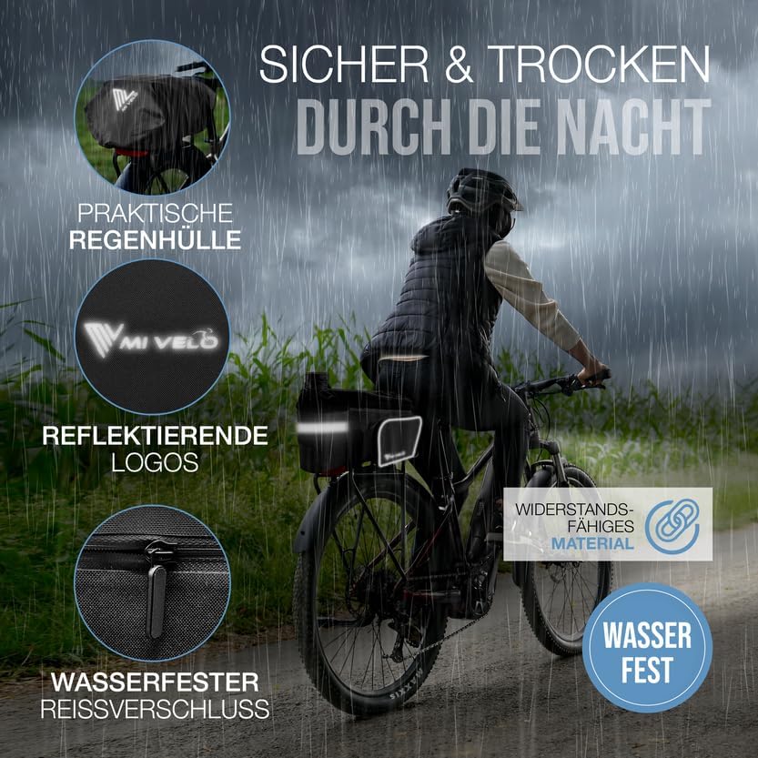 MIVELO Gepäckträgertasche - isoliert - bis zu 20L - wasserabweisend - 40 x 22 x 20 cm - Schwarz