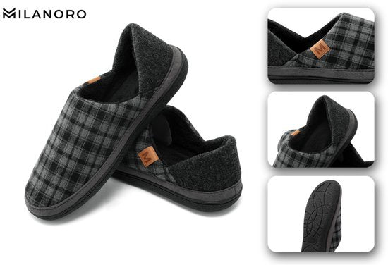 Milanoro - Bequeme, warme Herren Hausschuhe - Navy - 41-42
