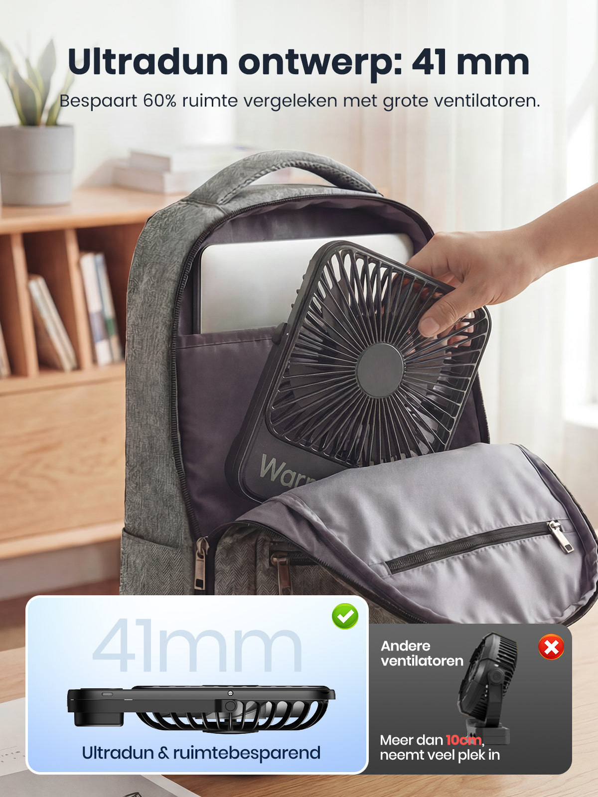 Warmco D3 tragbarer Ventilator – 7 Zoll – 10.000 mAh